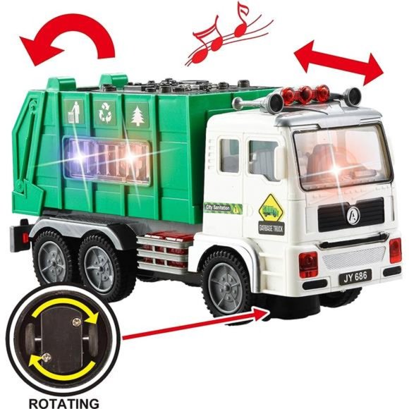 3-in-1Toy Trucks,Automatic Bump & Go Fire Truck Toy,Garbage Truck,Play Excavator - Picture 7 of 7